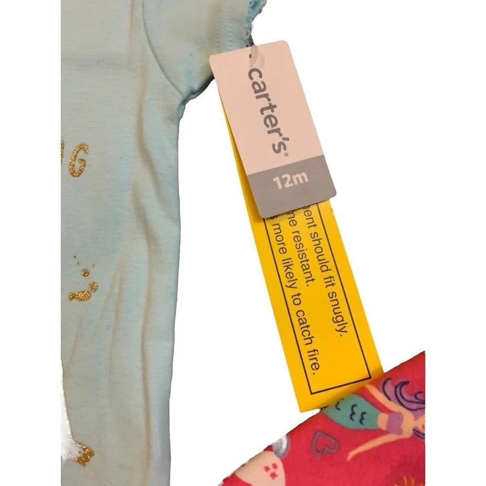 12 Months New Carters 4 Piece Pajama PJ Mermaid Unicorn Girls Can be Anything